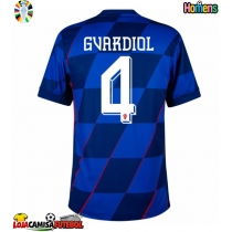 Camisa de Futebol Croácia Josko Gvardiol #4 Equipamento Secundário Europeu 2024 Manga Curta
